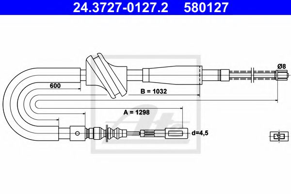 Трос стояночного тормоза - ATE 24.3727-0127.2
