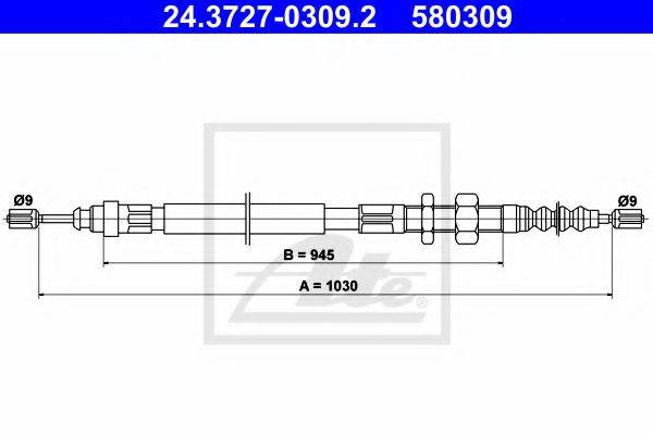 Трос стояночного тормоза - ATE 24.3727-0309.2