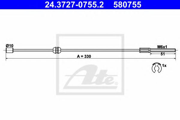 Трос стояночного тормоза - ATE 24.3727-0755.2
