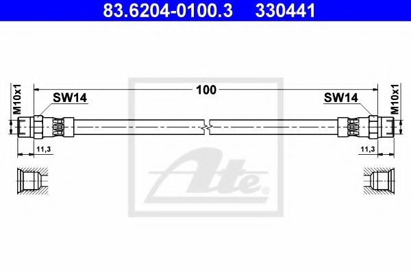 Шланг тормозной - ATE 83.6204-0100.3