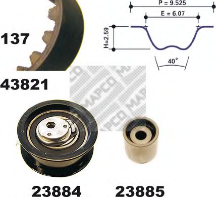 Комплект ремня ГРМ - Mapco 23821