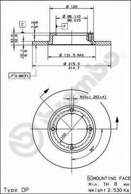 Диск тормозной Standard | перед | - Brembo 08.5026.10