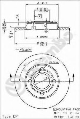 Диск тормозной Standard | зад | - Brembo 08.5213.10