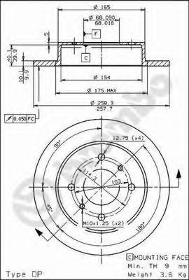 Диск тормозной Standard | зад | - Brembo 08.5443.10