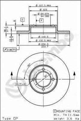 Диск тормозной Standard | перед | - Brembo 08.5865.10