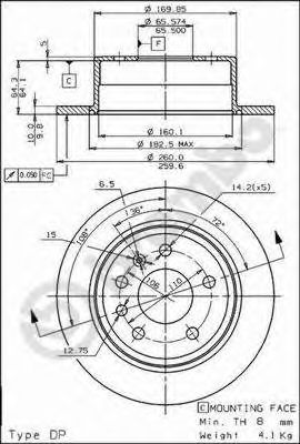 Диск тормозной Standard | зад | - Brembo 08.5879.10