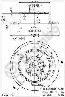 Диск тормозной Standard | зад | - Brembo 08.9179.10