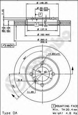 Диск тормозной Standard | перед | - Brembo 09.4883.10