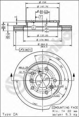 Диск тормозной Standard | перед | - Brembo 09.5252.10
