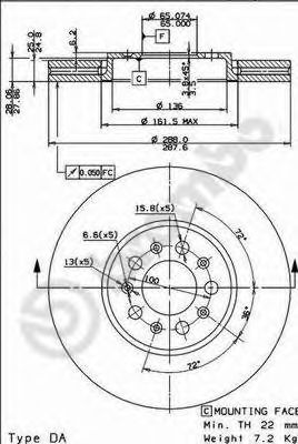 Снят, замена 09.7010.21 Диск тормозной Standard | перед | - Brembo 09.7010.20