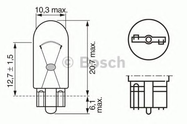 Лампа накаливания wy5w 12V w2.1x9.5d orange - Bosch 1 987 302 241