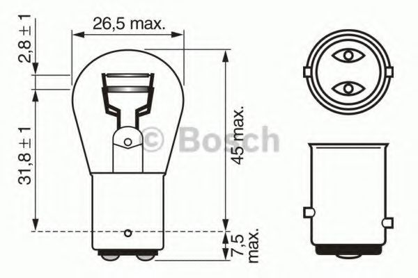 Лампа longlife daytime p21/5w 12V 21/5w - Bosch 1 987 302 282