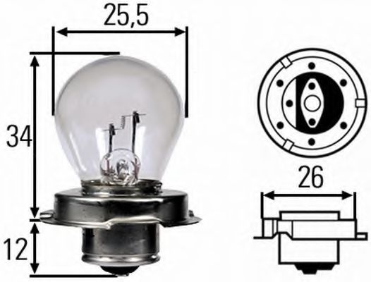 Лампа накаливания S3 12V 15W p26s - Hella 8GA 008 899-121