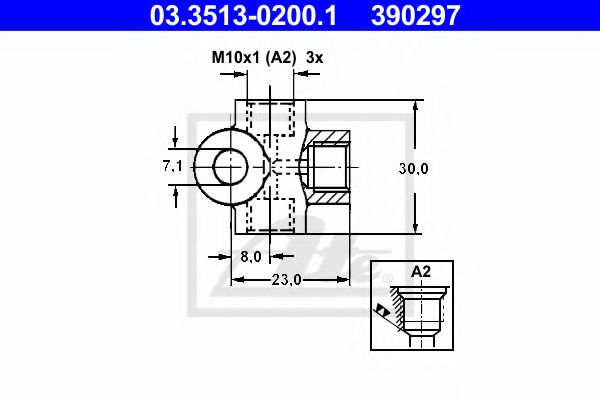 Штуцер трубопровода тормозной системы - ATE 03.3513-0200.1