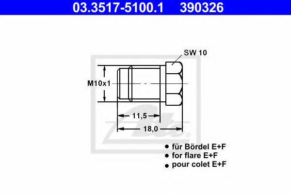 Резьбовая пробка главного тормозного цилиндра - ATE 03.3517-5100.1