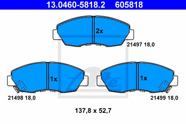 Колодки тормозные дисковые | перед | - ATE 13.0460-5818.2
