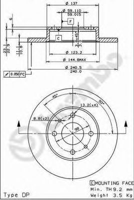 Диск тормозной Standard | перед /зад | - Brembo 08.5085.14