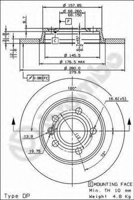 Диск тормозной Standard | зад | - Brembo 08.7288.14