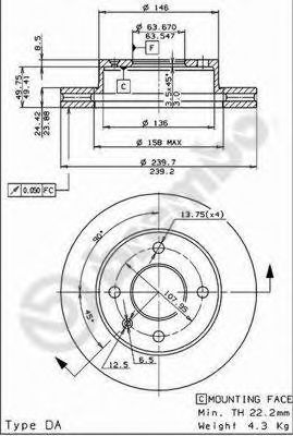 Диск тормозной Standard | перед | - Brembo 09.4914.34