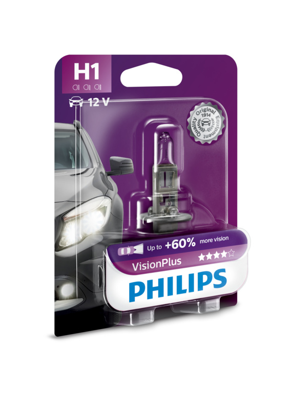 Лампа 12V H1 55W Vision Plus - Philips 12258VPB1