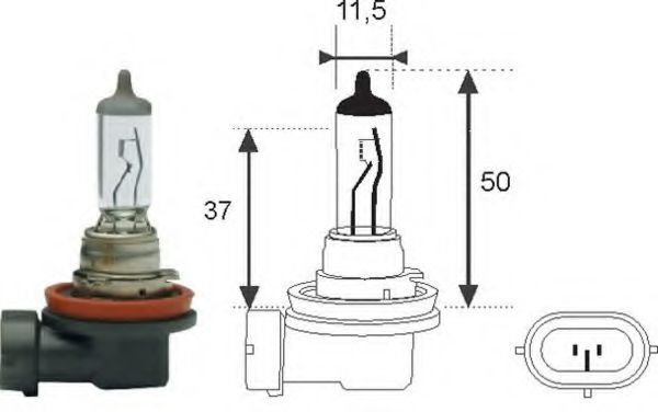 Лампа накаливания H8 12V 35W PGJ19-1(стандарт) - Magneti Marelli 002547100000