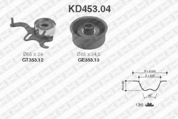 Комплект ремня ГРМ - SNR KD453.04