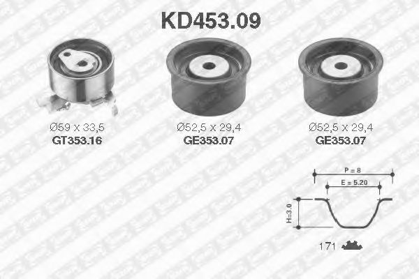 Комплект ремня ГРМ - SNR KD453.09