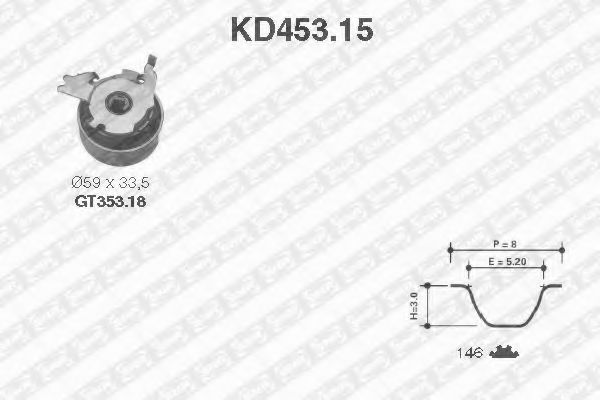 Комплект ремня ГРМ - SNR KD453.15