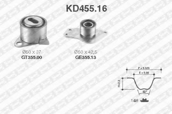 Комплект ремня ГРМ - SNR KD455.16