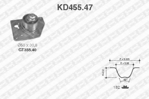 Комплект ремня ГРМ - SNR KD455.47