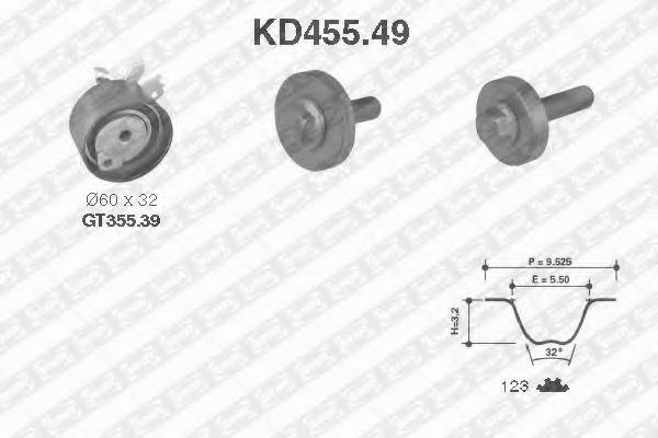 Комплект ремня ГРМ - SNR KD455.49