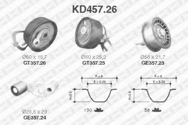 Комплект ремня ГРМ - SNR KD457.26