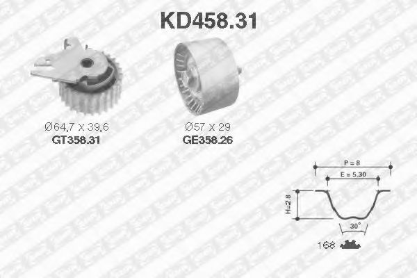 Комплект ремня ГРМ - SNR KD458.31