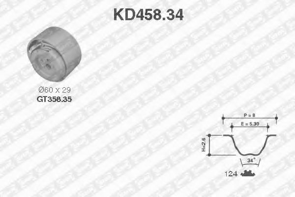 Комплект ремня ГРМ - SNR KD458.34