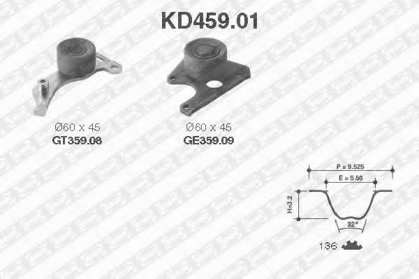 Комплект ремня ГРМ - SNR KD459.01