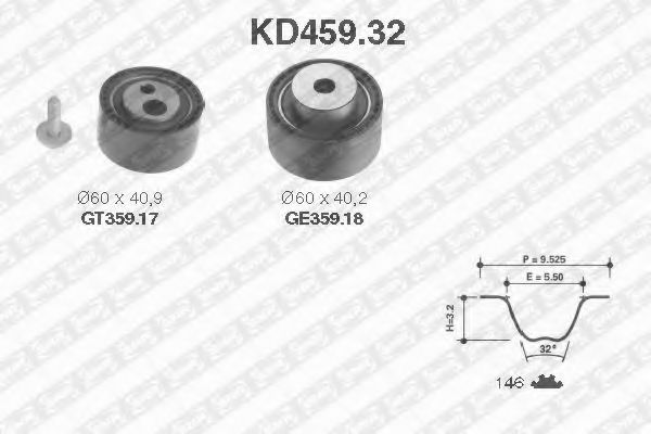Комплект ремня ГРМ - SNR KD459.32