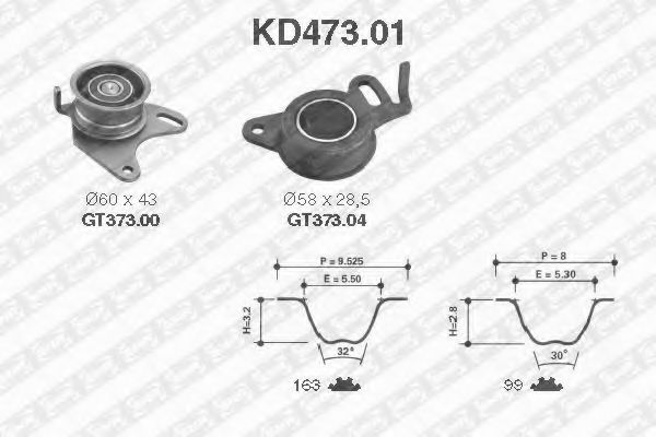 Комплект ремня ГРМ - SNR KD473.01