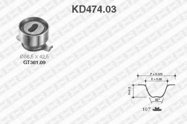 Комплект ремня ГРМ - SNR KD474.03