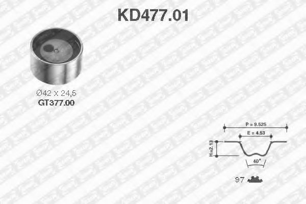 Комплект ремня ГРМ - SNR KD477.01