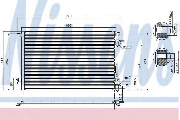 Радиатор кондиционера  - Nissens 94597