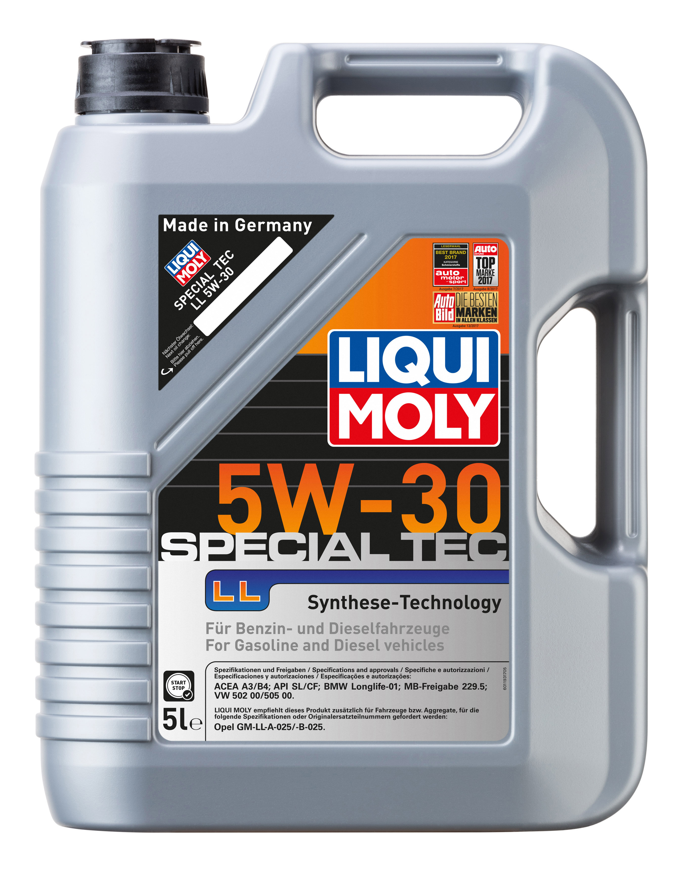 Замена 2448 5W-30 SL/CF SPECIAL TEC LL 5л (НС-синт.мотор.масло) - Liqui Moly 8055