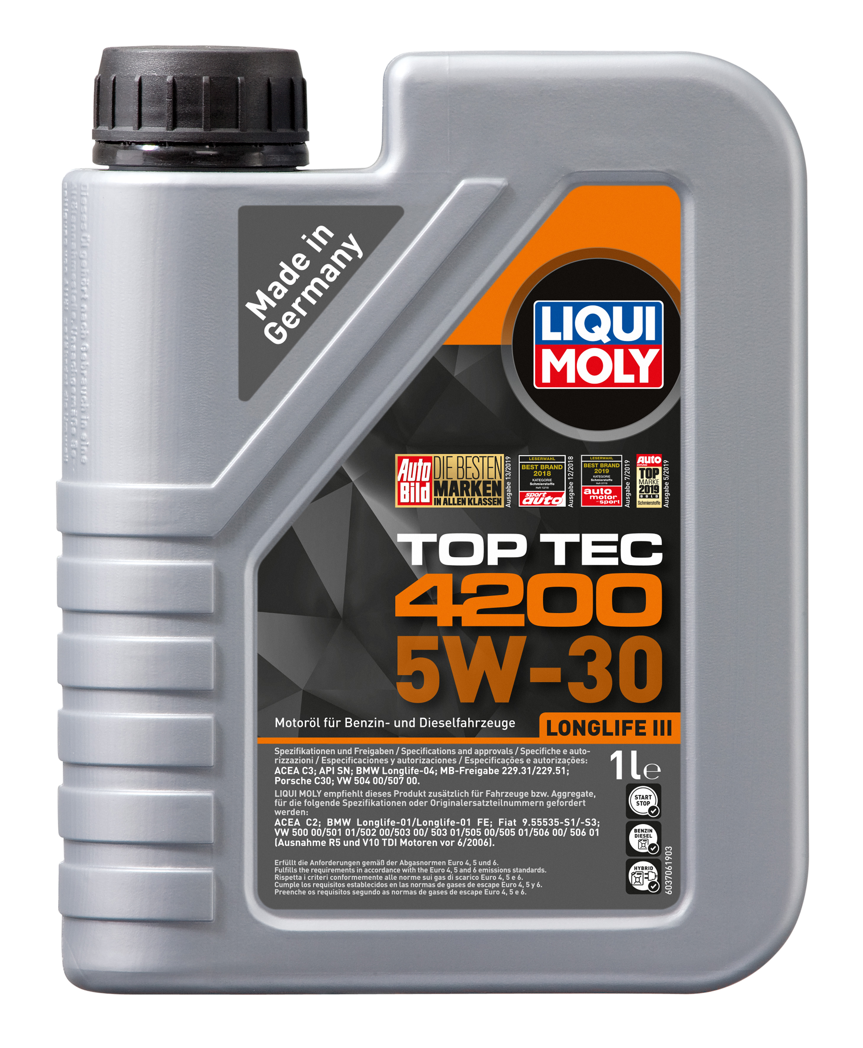 Замена 3706/8972 5W-30 Top Tec 4200 SP C3/C2 1л (НС-синт.мотор.масло) - Liqui Moly 7660