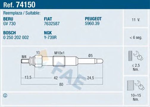 Свеча накаливания - FAE 74150