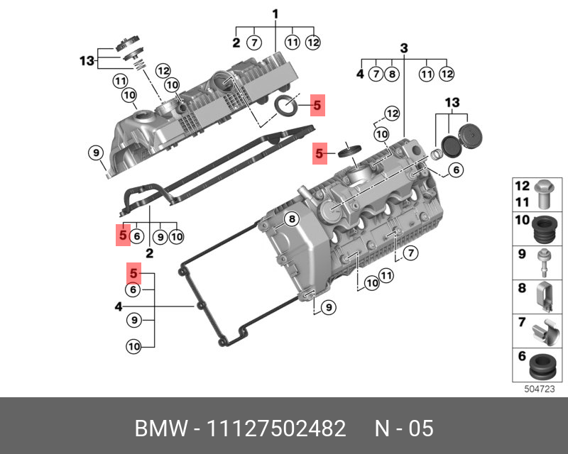 Прокладка крышки клапанов - BMW 11 12 7 502 482