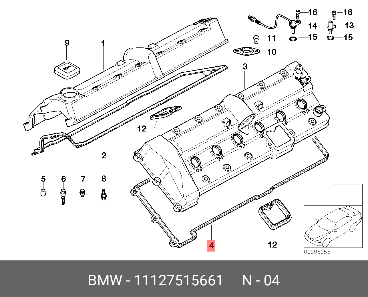 Прокладка, крышка головки цилиндра - BMW 11 12 7 515 661
