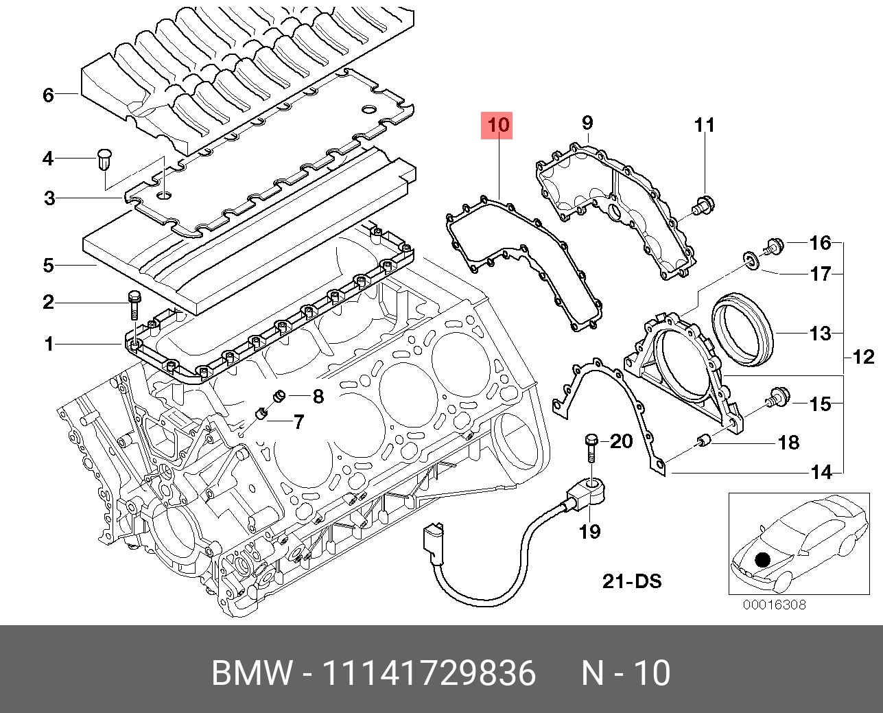 Прокладка блока двигателя - BMW 11 14 1 729 836