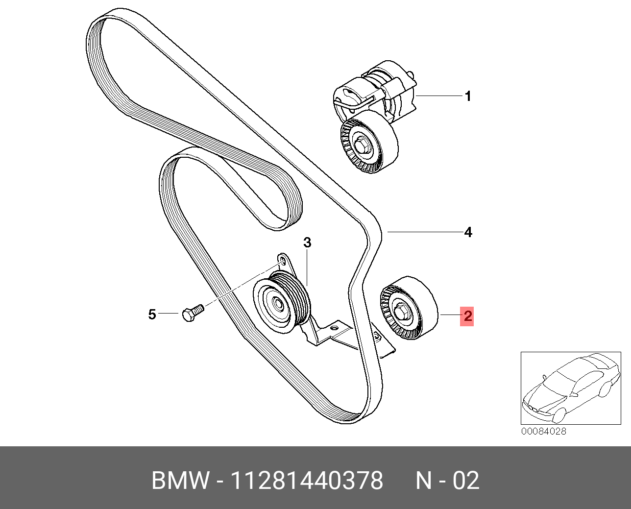 Ролик промежуточный навесного оборудования - BMW 11 28 1 440 378