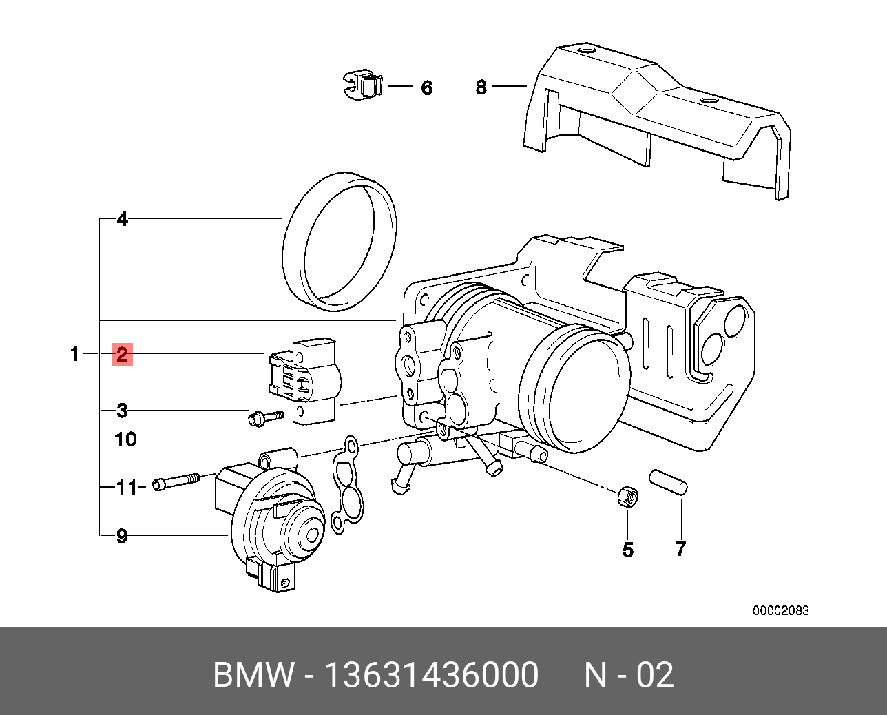 Датчик углового перемещения дроссельной заслонки - BMW 13 63 1 436 000
