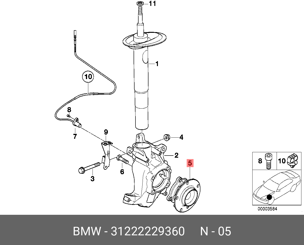 Комплект подшипника ступицы колеса | перед | - BMW 31 22 2 229 360