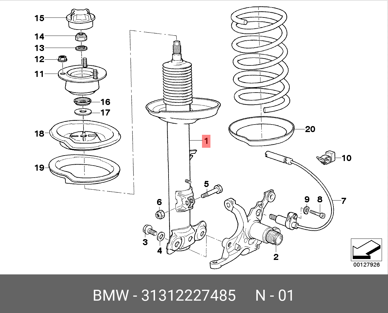 Амортизатор | перед лев | - BMW 31 31 2 227 485